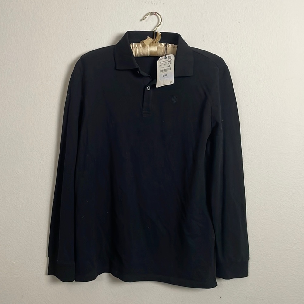 Navy blue Zara collared long sleeved shirt